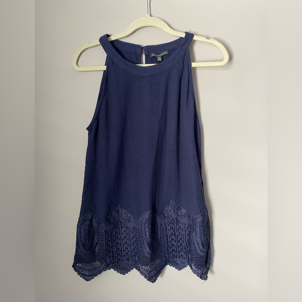 Adrianna Papell Gauzy Crepe Crochet Halter NWT